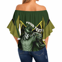 Personalized Brazil Football Off Shoulder Wrap Waist Top Gothic Skull Skeleton Mascot Flaming Soccer Ball