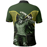 Personalized Brazil Football Polo Shirt Gothic Skull Skeleton Mascot Flaming Soccer Ball