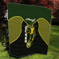 Personalized Brazil Football Quilt Gothic Skull Skeleton Mascot Flaming Soccer Ball
