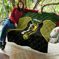 Personalized Brazil Football Quilt Gothic Skull Skeleton Mascot Flaming Soccer Ball
