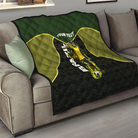 Personalized Brazil Football Quilt Gothic Skull Skeleton Mascot Flaming Soccer Ball