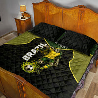 Personalized Brazil Football Quilt Bed Set Gothic Skull Skeleton Mascot Flaming Soccer Ball