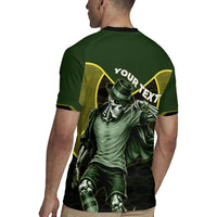 Personalized Brazil Football Rugby Jersey Gothic Skull Skeleton Mascot Flaming Soccer Ball
