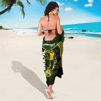Personalized Brazil Football Sarong Gothic Skull Skeleton Mascot Flaming Soccer Ball