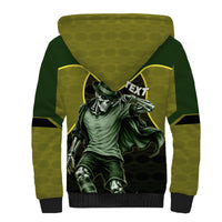 Personalized Brazil Football Sherpa Hoodie Gothic Skull Skeleton Mascot Flaming Soccer Ball