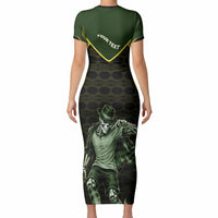 Personalized Brazil Football Short Sleeve Bodycon Dress Gothic Skull Skeleton Mascot Flaming Soccer Ball