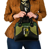 Personalized Brazil Football Shoulder Handbag Gothic Skull Skeleton Mascot Flaming Soccer Ball