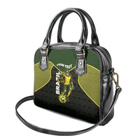 Personalized Brazil Football Shoulder Handbag Gothic Skull Skeleton Mascot Flaming Soccer Ball