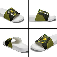 Personalized Brazil Football Slide Sandals Gothic Skull Skeleton Mascot Flaming Soccer Ball