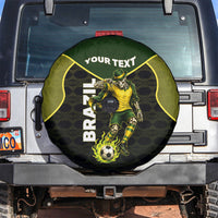 Personalized Brazil Football Spare Tire Cover Gothic Skull Skeleton Mascot Flaming Soccer Ball