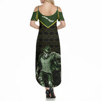 Personalized Brazil Football Summer Maxi Dress Gothic Skull Skeleton Mascot Flaming Soccer Ball