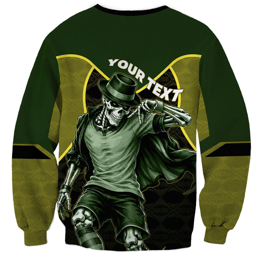 Personalized Brazil Football Sweatshirt Gothic Skull Skeleton Mascot Flaming Soccer Ball