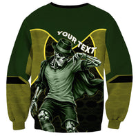 Personalized Brazil Football Sweatshirt Gothic Skull Skeleton Mascot Flaming Soccer Ball