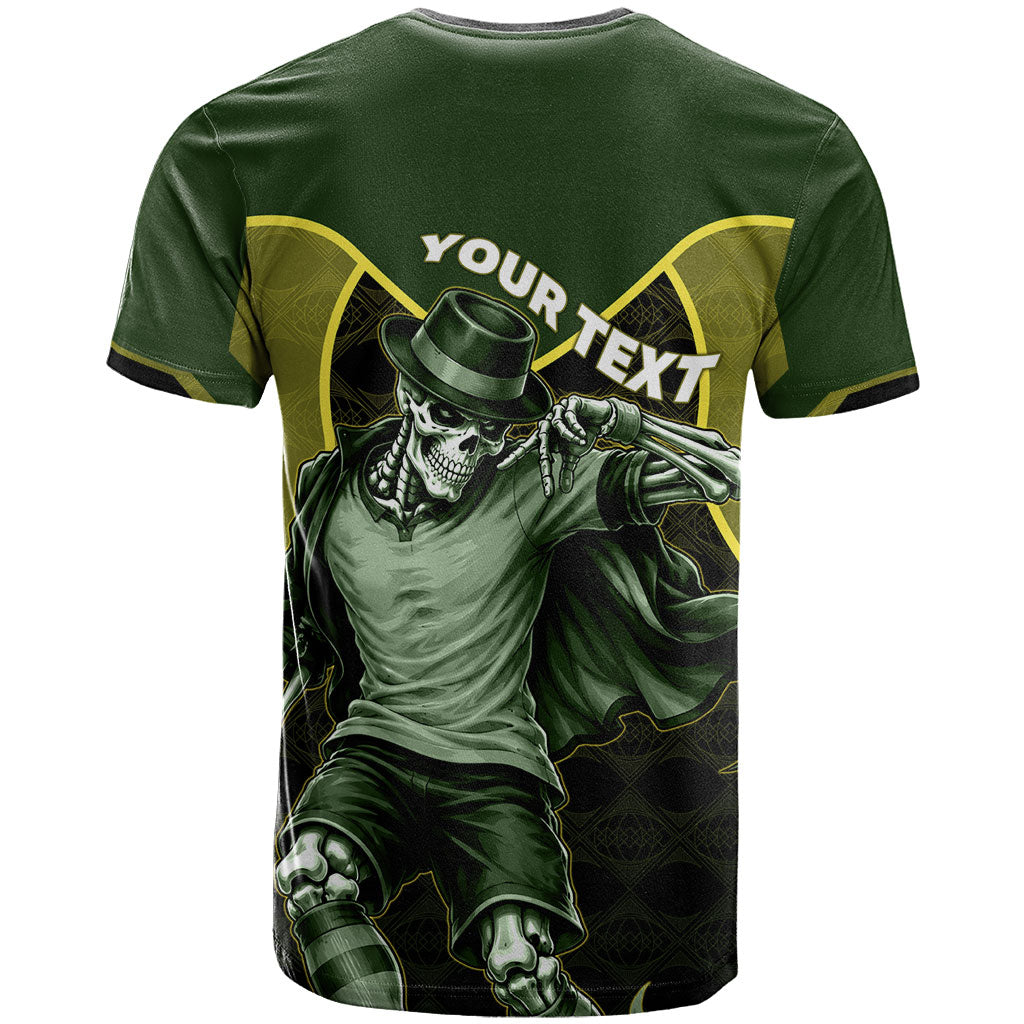Personalized Brazil Football T Shirt Gothic Skull Skeleton Mascot Flaming Soccer Ball