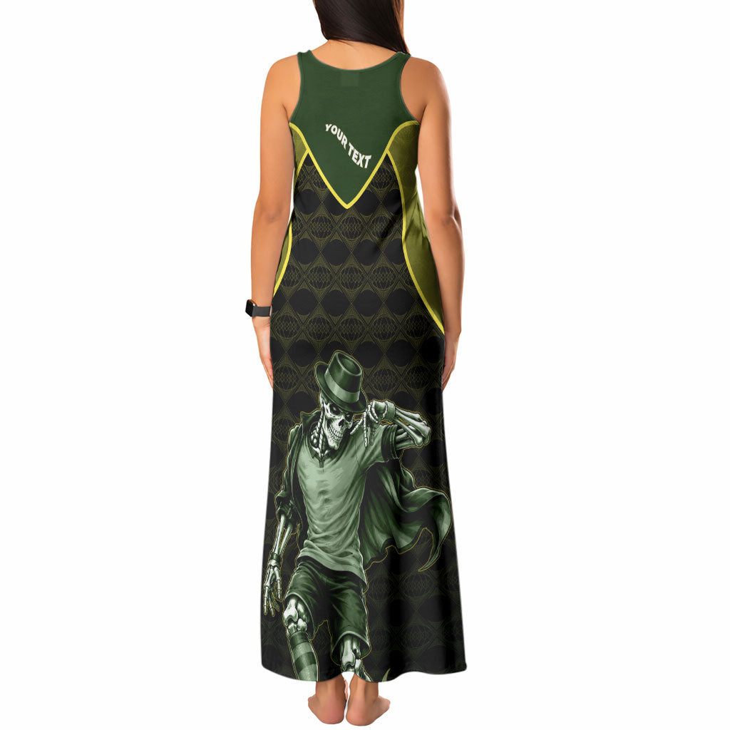 Personalized Brazil Football Tank Maxi Dress Gothic Skull Skeleton Mascot Flaming Soccer Ball
