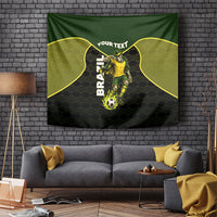 Personalized Brazil Football Tapestry Gothic Skull Skeleton Mascot Flaming Soccer Ball