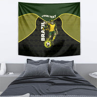 Personalized Brazil Football Tapestry Gothic Skull Skeleton Mascot Flaming Soccer Ball