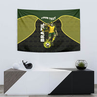Personalized Brazil Football Tapestry Gothic Skull Skeleton Mascot Flaming Soccer Ball