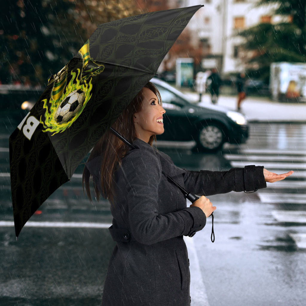 Personalized Brazil Football Umbrella Gothic Skull Skeleton Mascot Flaming Soccer Ball