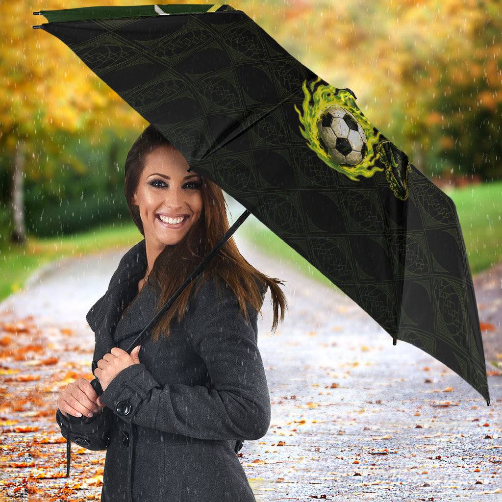 Personalized Brazil Football Umbrella Gothic Skull Skeleton Mascot Flaming Soccer Ball