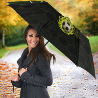 Personalized Brazil Football Umbrella Gothic Skull Skeleton Mascot Flaming Soccer Ball