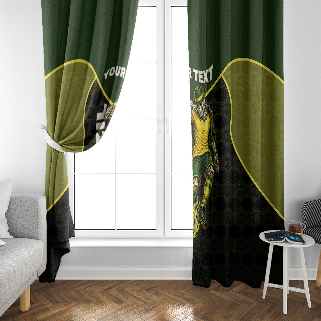 Personalized Brazil Football Window Curtain Gothic Skull Skeleton Mascot Flaming Soccer Ball