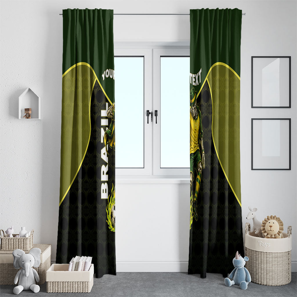 Personalized Brazil Football Window Curtain Gothic Skull Skeleton Mascot Flaming Soccer Ball