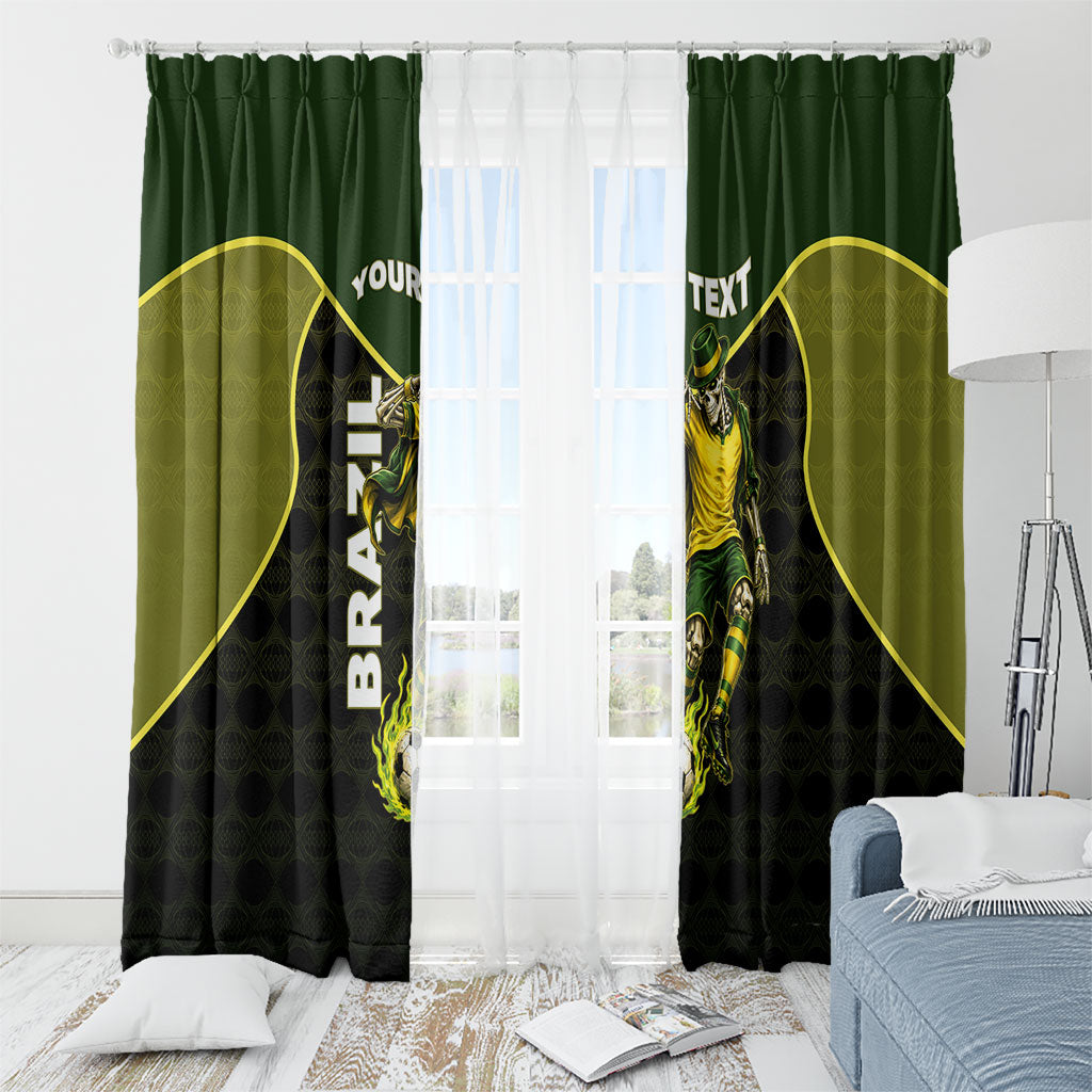 Personalized Brazil Football Window Curtain Gothic Skull Skeleton Mascot Flaming Soccer Ball