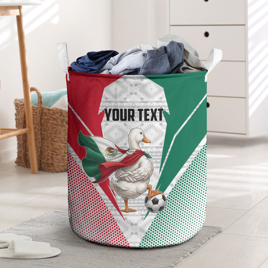 Personalized Mexico Soccer Duck Laundry Basket Mexican Flag Cape Soccer Ball