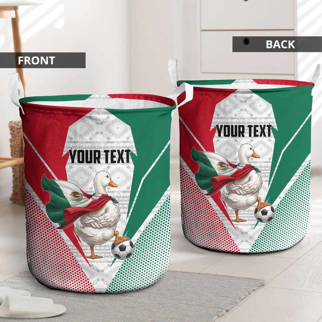 Personalized Mexico Soccer Duck Laundry Basket Mexican Flag Cape Soccer Ball