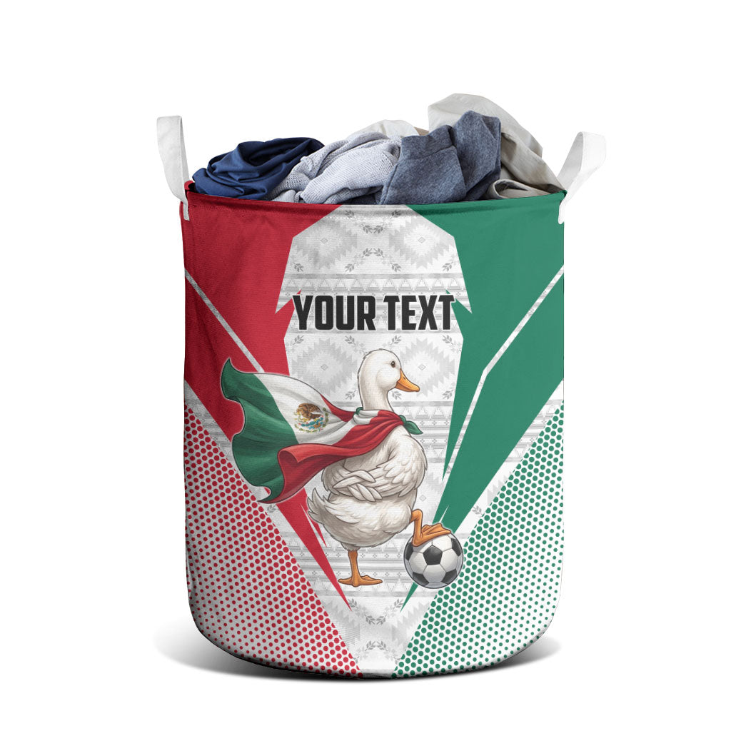 Personalized Mexico Soccer Duck Laundry Basket Mexican Flag Cape Soccer Ball