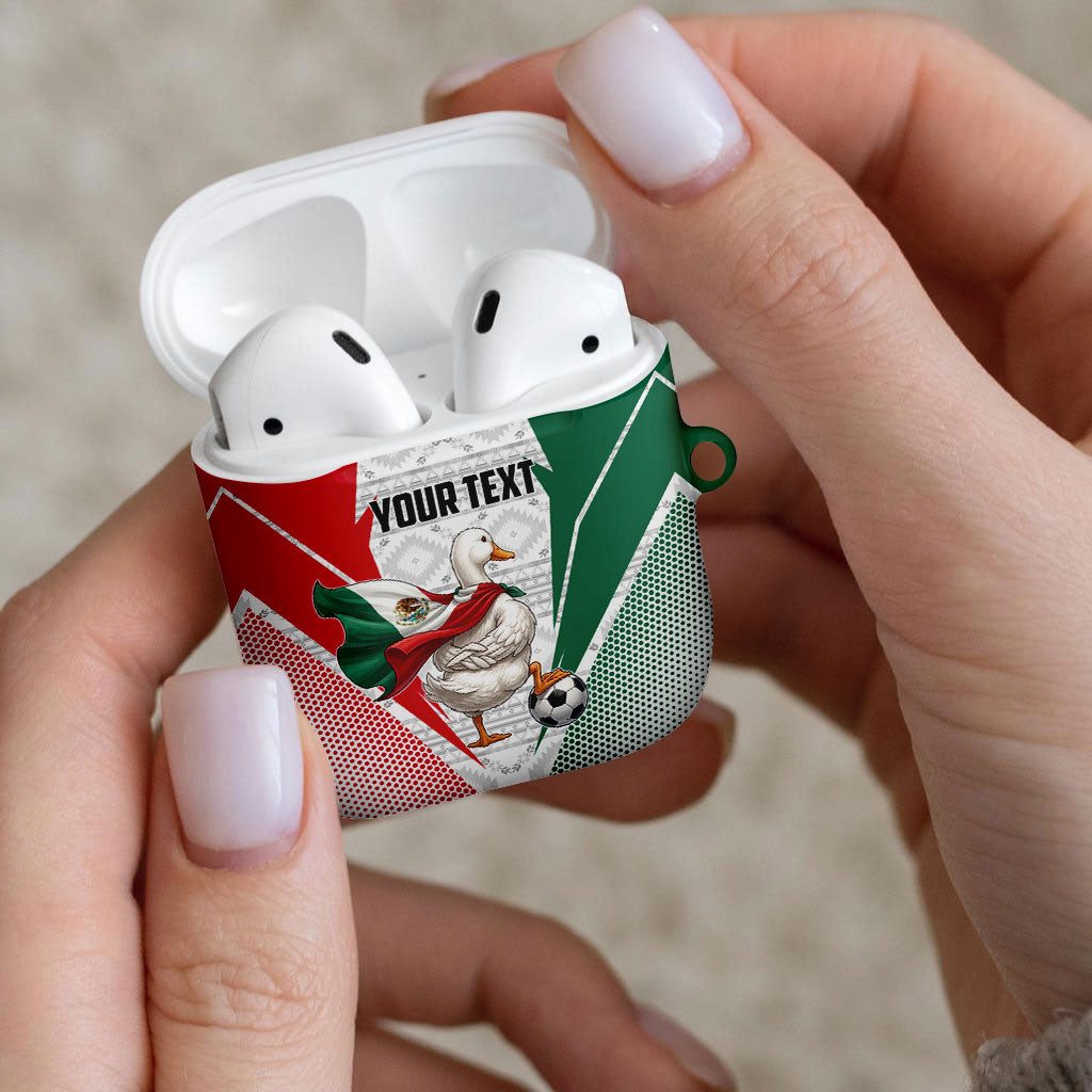Personalized Mexico Soccer Duck AirPods Case Mexican Flag Cape Soccer Ball