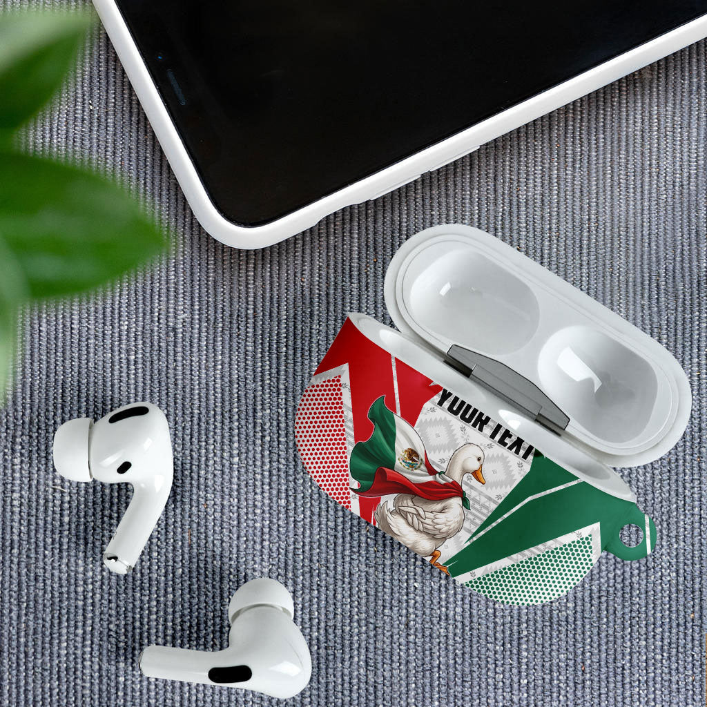 Personalized Mexico Soccer Duck AirPods Case Mexican Flag Cape Soccer Ball