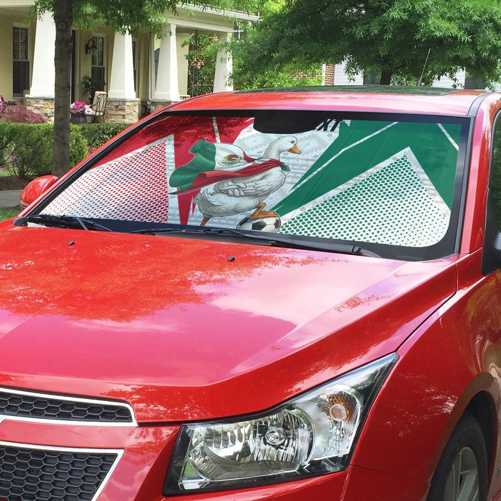 Personalized Mexico Soccer Duck Auto Sun Shade Mexican Flag Cape Soccer Ball