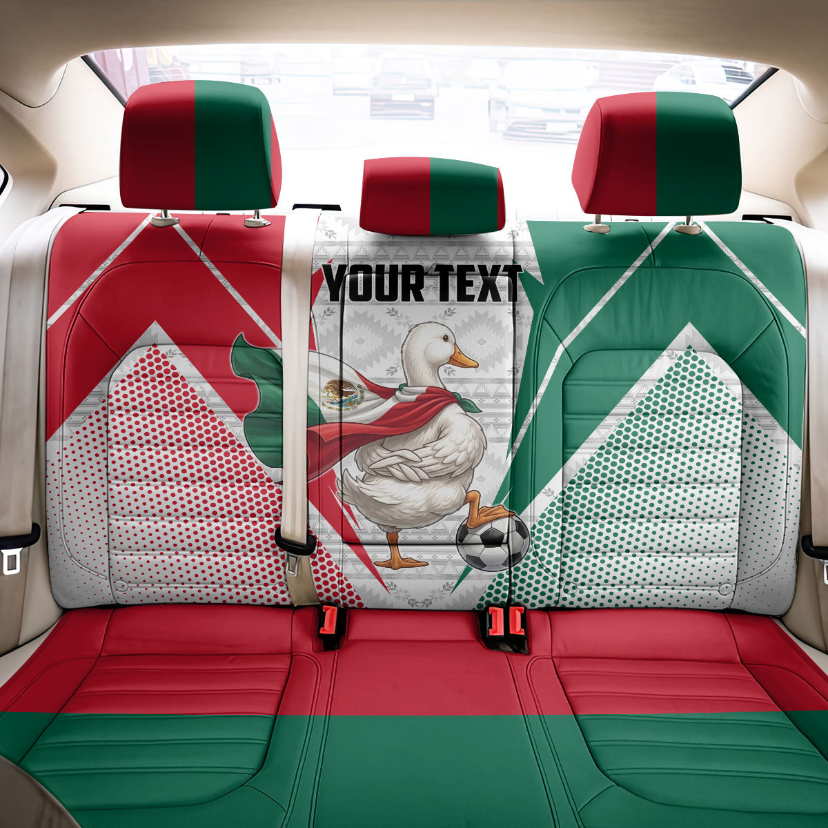 Personalized Mexico Soccer Duck Back Car Seat Cover Mexican Flag Cape Soccer Ball