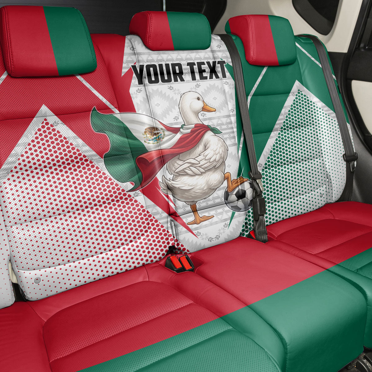 Personalized Mexico Soccer Duck Back Car Seat Cover Mexican Flag Cape Soccer Ball