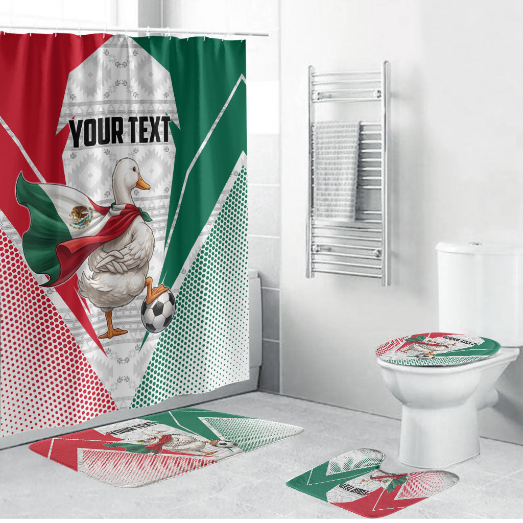 Personalized Mexico Soccer Duck Bathroom Set Mexican Flag Cape Soccer Ball