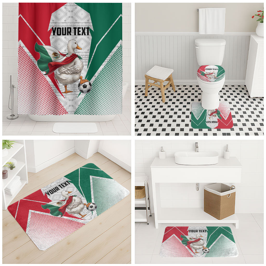 Personalized Mexico Soccer Duck Bathroom Set Mexican Flag Cape Soccer Ball