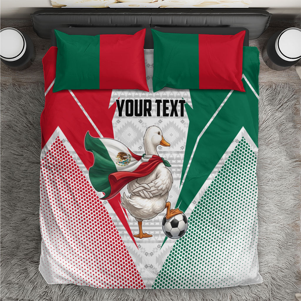 Personalized Mexico Soccer Duck Bedding Set Mexican Flag Cape Soccer Ball