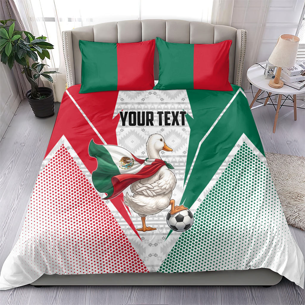 Personalized Mexico Soccer Duck Bedding Set Mexican Flag Cape Soccer Ball