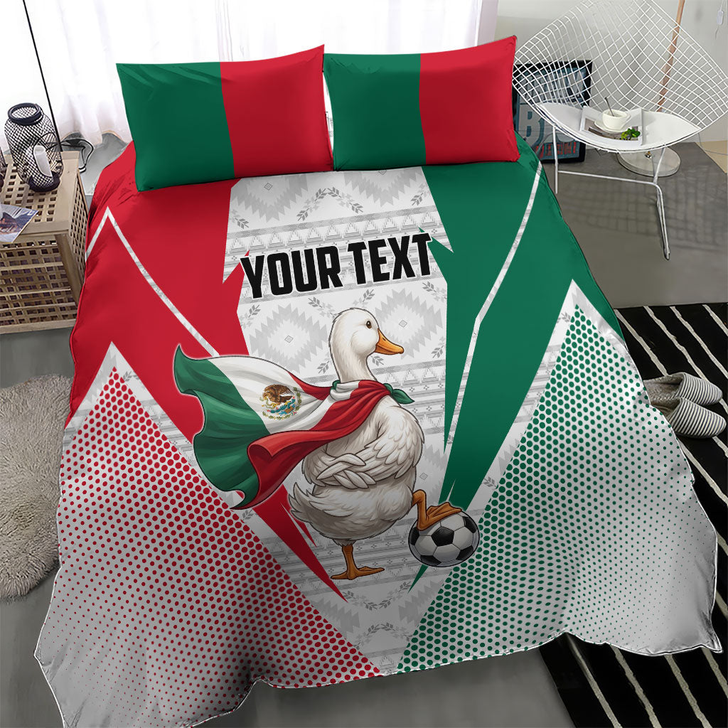 Personalized Mexico Soccer Duck Bedding Set Mexican Flag Cape Soccer Ball