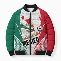 Personalized Mexico Soccer Duck Bomber Puffer Jacket Mexican Flag Cape Soccer Ball