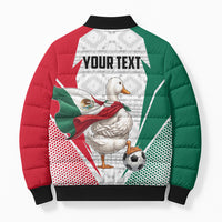 Personalized Mexico Soccer Duck Bomber Puffer Jacket Mexican Flag Cape Soccer Ball