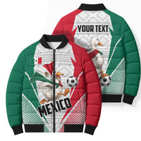 Personalized Mexico Soccer Duck Bomber Puffer Jacket Mexican Flag Cape Soccer Ball