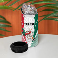 Personalized Mexico Soccer Duck 4 in 1 Can Cooler Tumbler Mexican Flag Cape Soccer Ball