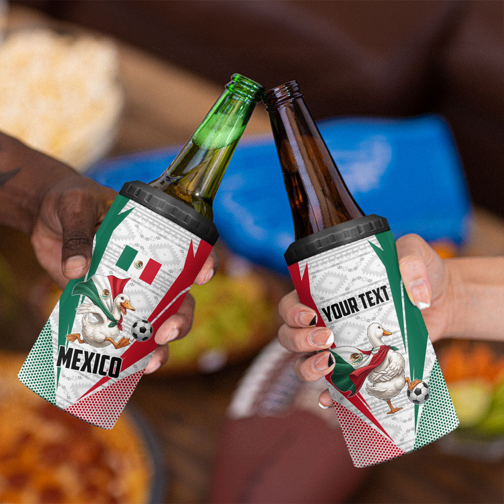 Personalized Mexico Soccer Duck 4 in 1 Can Cooler Tumbler Mexican Flag Cape Soccer Ball