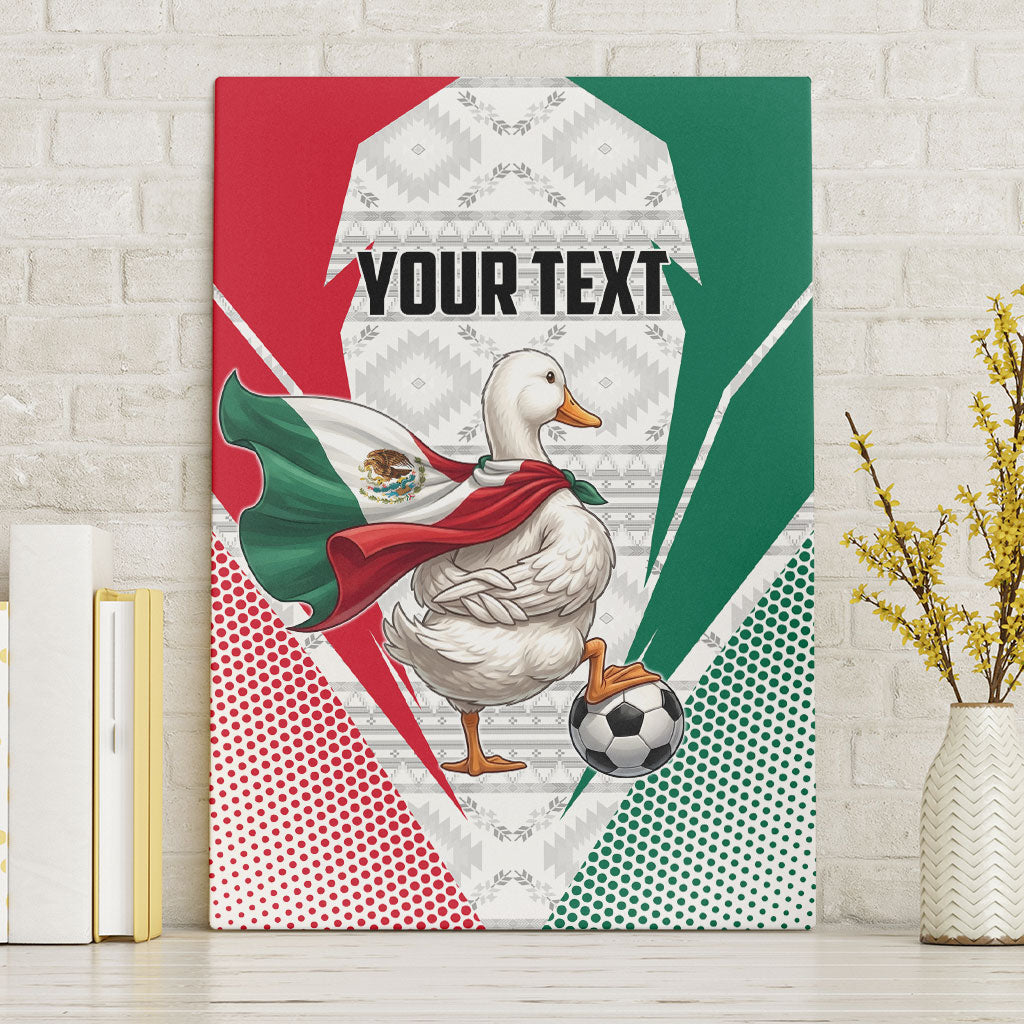 Personalized Mexico Soccer Duck Canvas Wall Art Mexican Flag Cape Soccer Ball