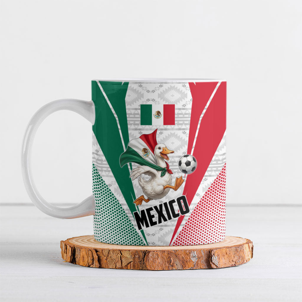Personalized Mexico Soccer Duck Ceramic Mug Mexican Flag Cape Soccer Ball