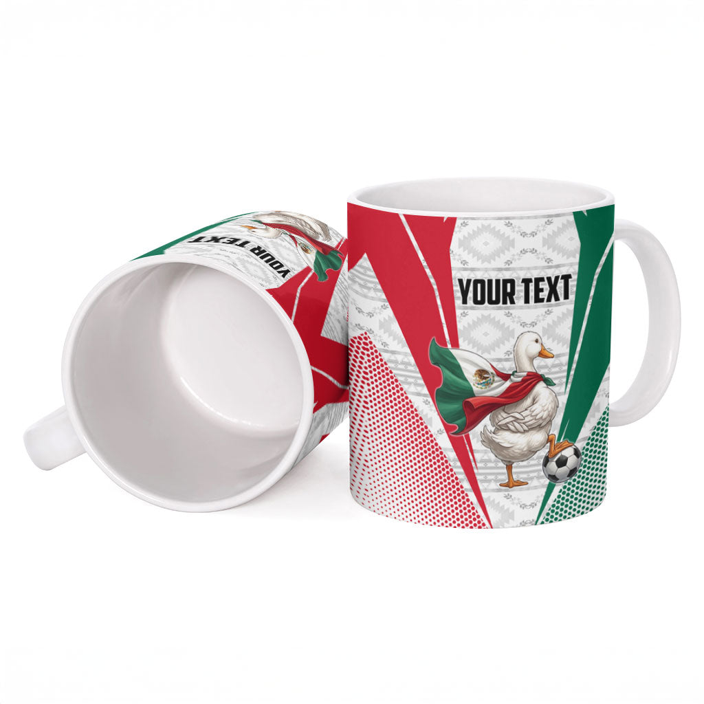 Personalized Mexico Soccer Duck Ceramic Mug Mexican Flag Cape Soccer Ball