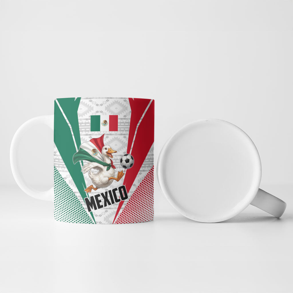 Personalized Mexico Soccer Duck Ceramic Mug Mexican Flag Cape Soccer Ball